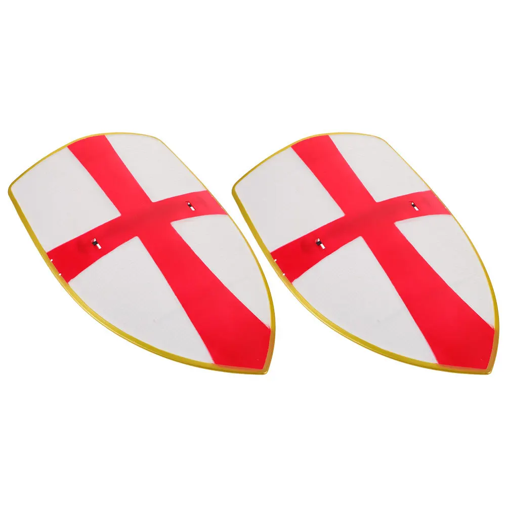 2Pcs Funny Cartoon Cross Pattern Shield Plastic Play Accessory Kids Roleplay for Boys Parent Child Interaction Cosplay Party