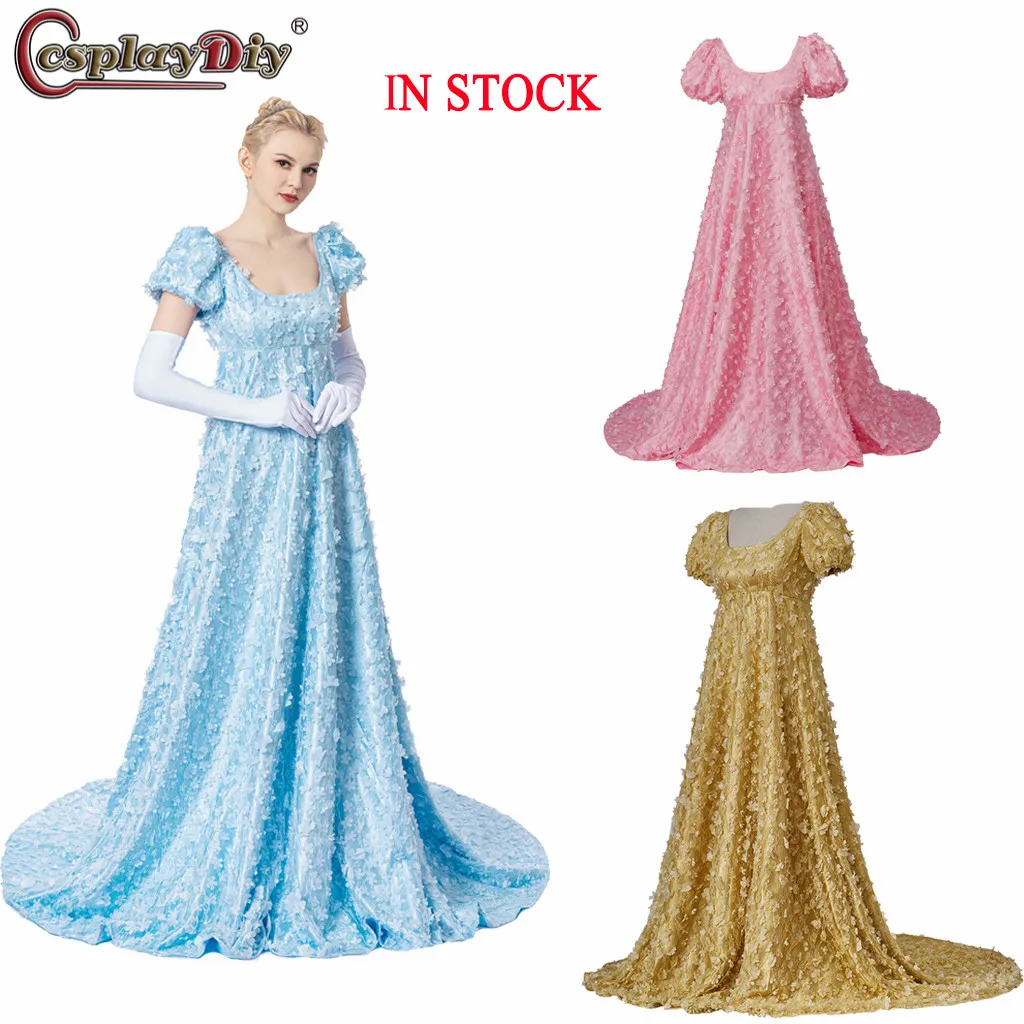 

Cosplaydiy Daphne Dress Victorian Fancy Gown Blue Lace Floor-length Skirt Regency Dress Jane Austin Dress Tea Party Ball Gown