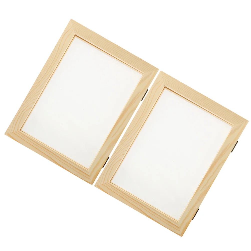 

2 Pcs Paper Frame Making Craft Screen Handicraft Wooden Mould Printing Handmade Mold