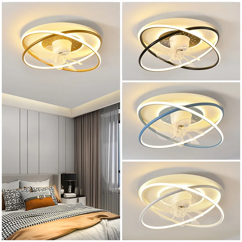 Modern Minimalist Shaking Head Fan Lamp Children's Bedroom Ceiling Ceiling Fan Lights Dining Room/Living Room Study Lamp Smart F