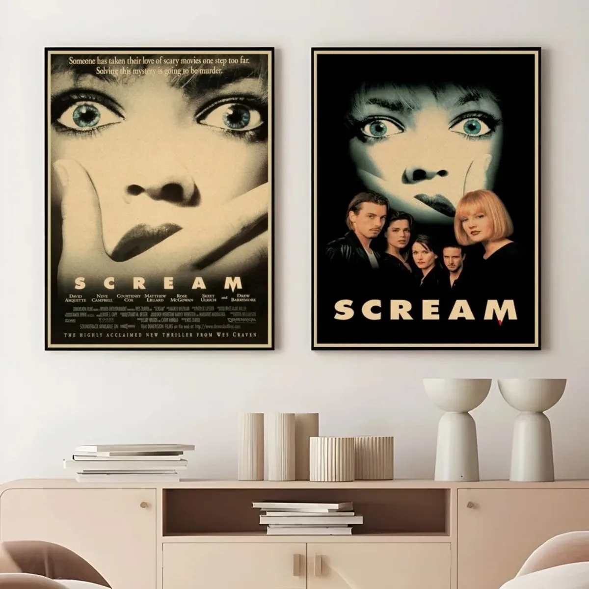 1pc Classic Horror Thriller Movie ScreaM Retro Poster Sticky Wall Art Printing  Home Living Bed Room Aesthetic Decor