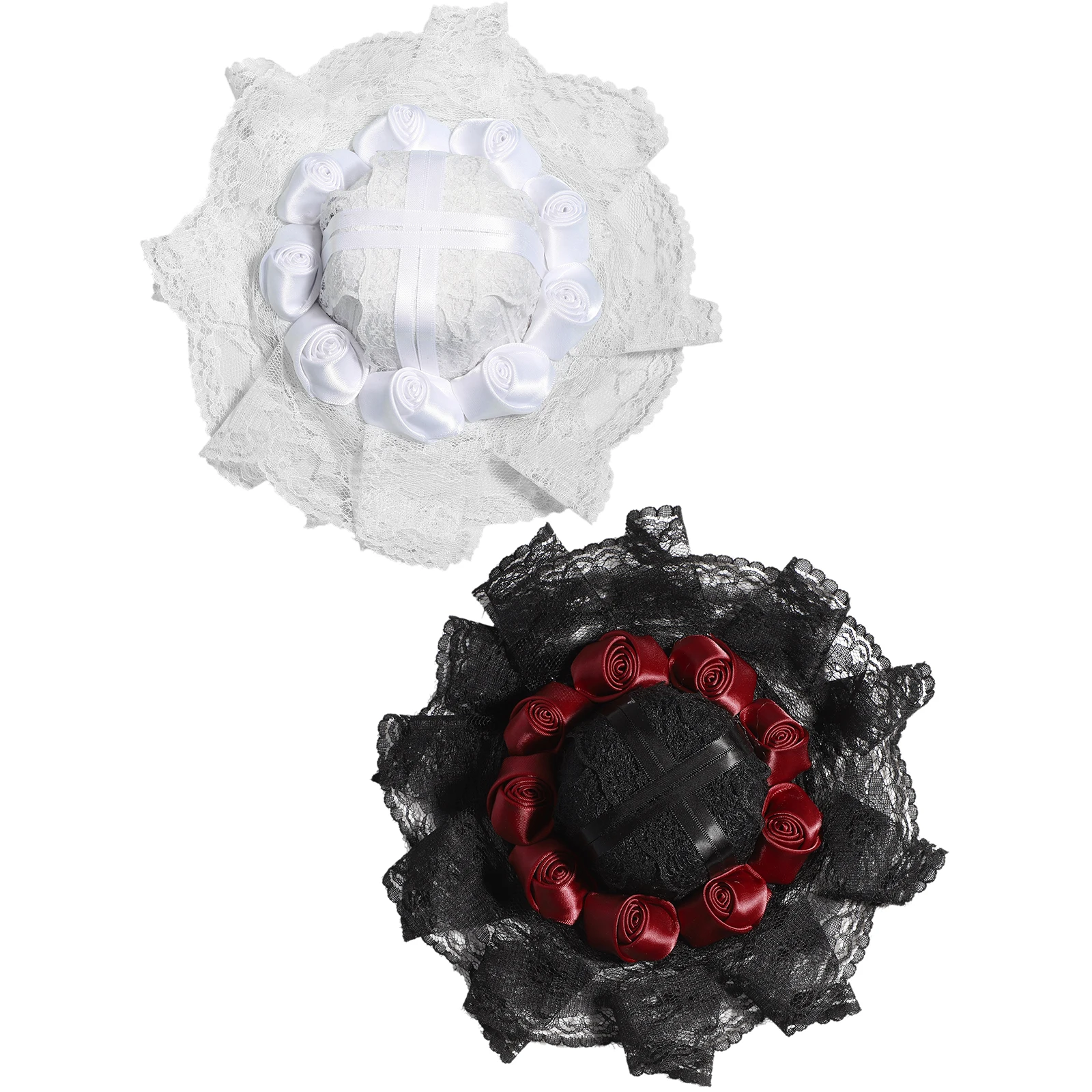 Feminino meninas fascinator chapéu lolita gótico laço rosa plana topo chapéu hairpin grampo de cabelo halloween masquerade cosplay acessórios para o cabelo