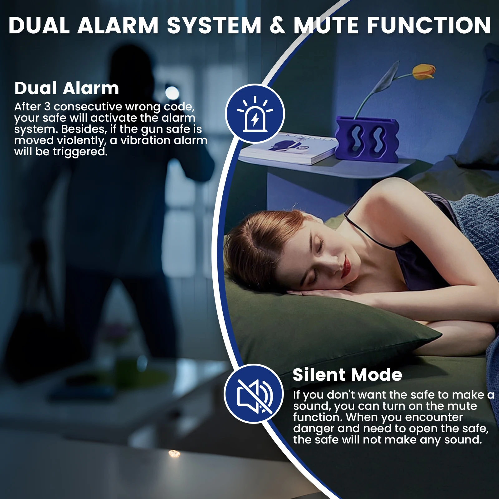 Kavey 1-2 akses cepat pistol Digital aman, senapan aman dengan dukungan pistol yang dapat disesuaikan, rak yang dapat dilepas, Alarm ganda dan Mode bisu