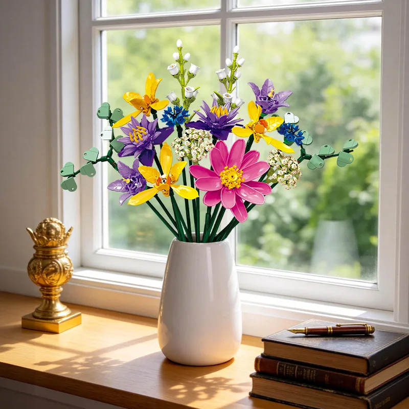 

Конструктор-имитация букета: Декоративная модель цветов для дома, развивающая игрушка, романтический подарок для девочки