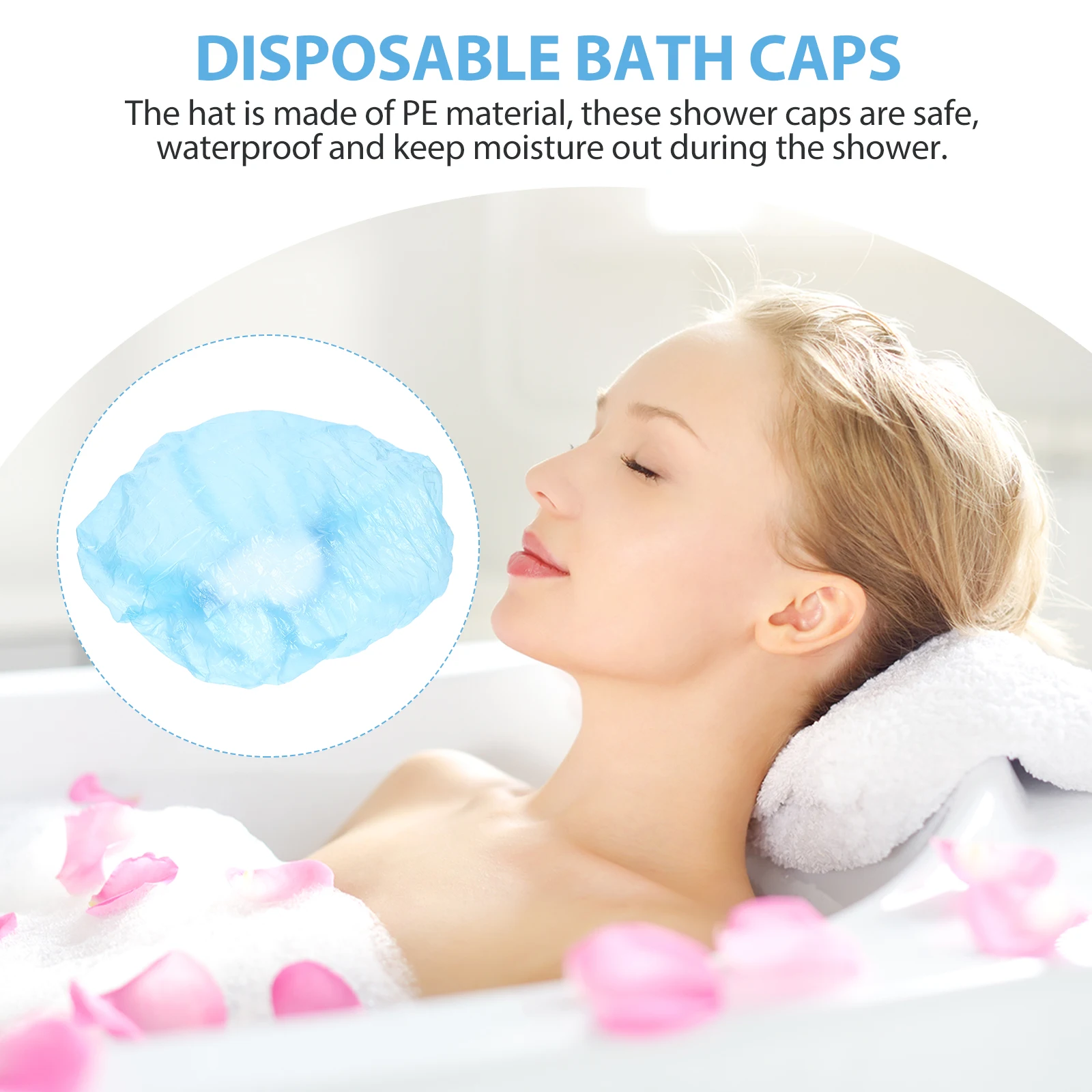 

200 Pcs Shower Caps Waterproof Hair Bathing Scarf for Long Shampoo Blue Women's