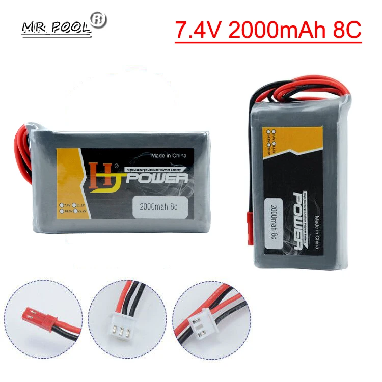 

7.4V 2000mAh 8C Lipo Battery for Jumper T16 T12 Open Source Multi-protocol Radio Transmitter battery toys accessory 7.4 V 2S