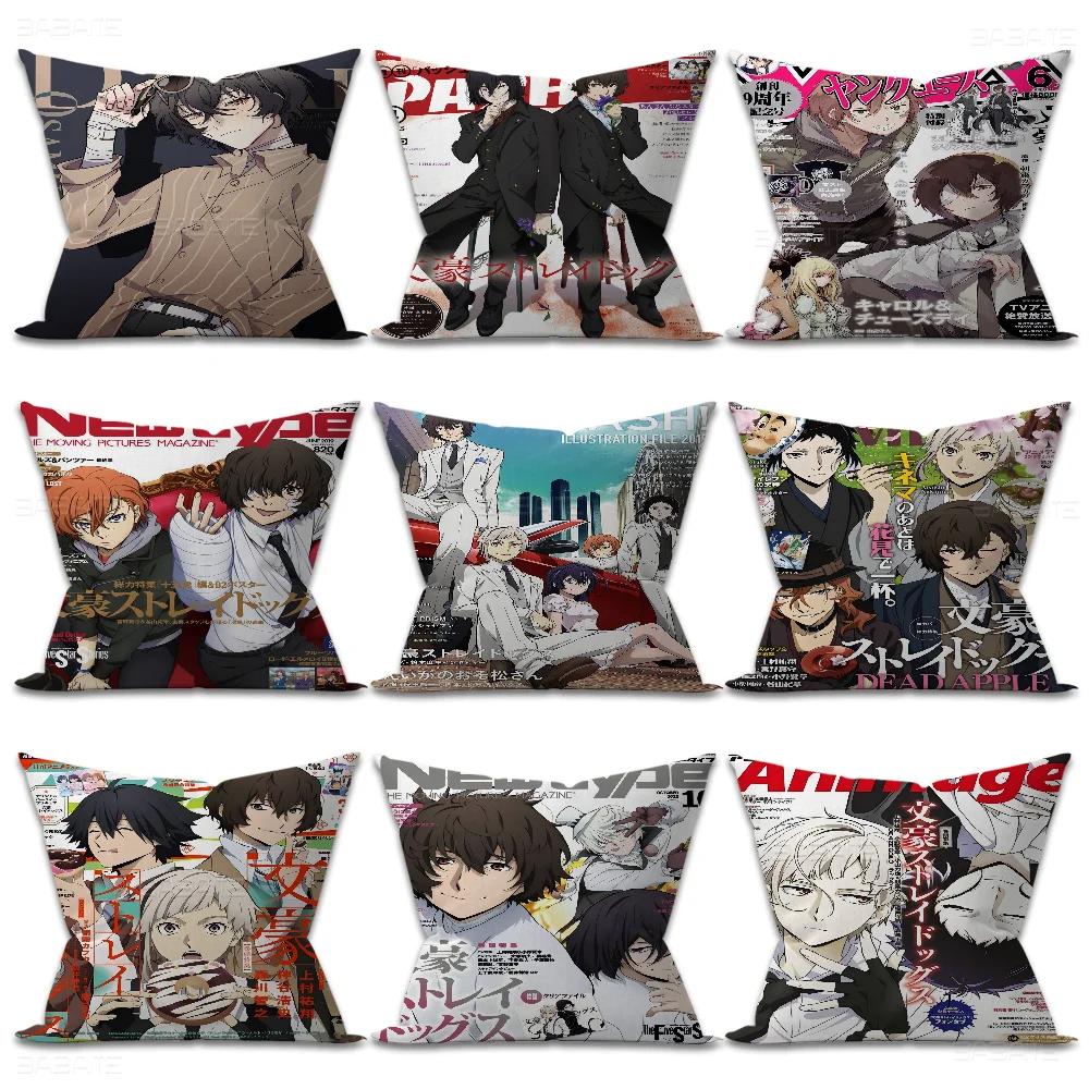 

Japanese Anime B-Bungo S-Stray D-Dogs Pillow Covers Cartoon Sofa Decorative Double-sided Printing Short Plush Cute Cushion Cover