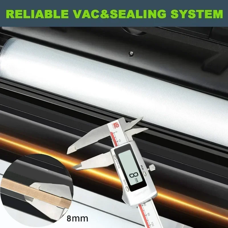 Precision Vacuum Machine Pro Food Sealer, cortador embutido, armazenamento de sacos, opções automáticas e manuais, 2 modos