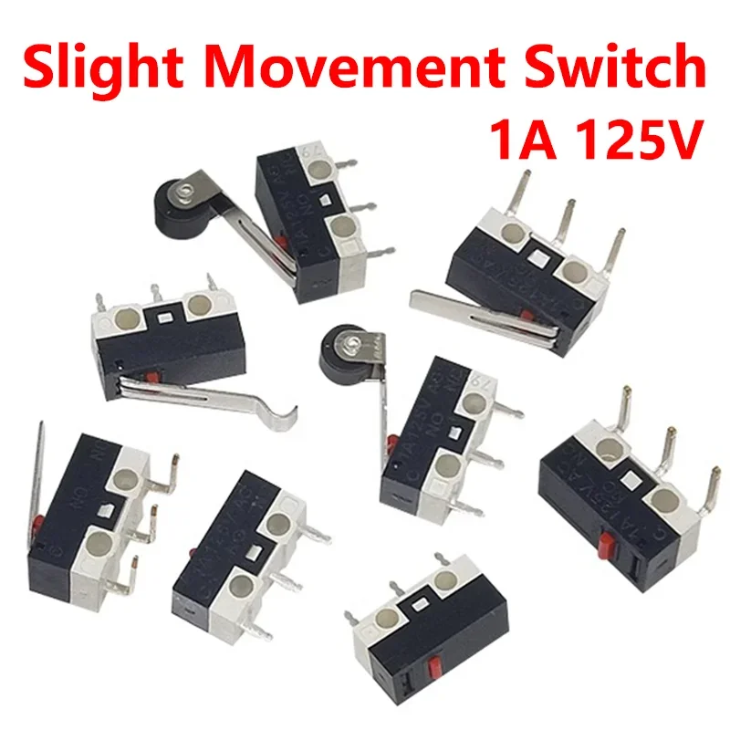 20PCS 3 Pins 1A 125V Mini Micro Limit Switch Terminals SPDT Roller Arc lever Snap Action Push Micro Mouse switches C NO NC PCB