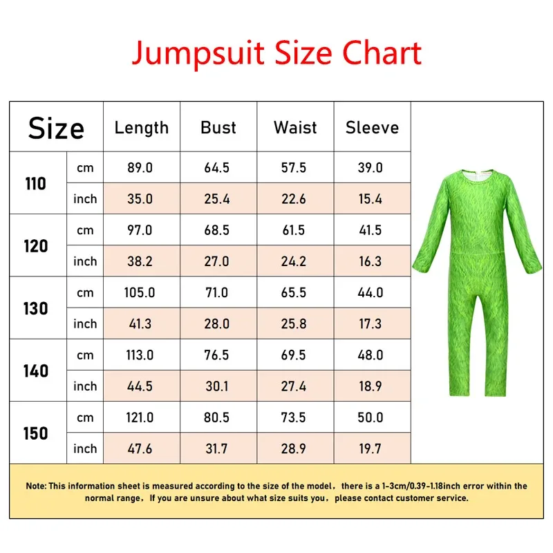 DY20Kids การ์ตูนสัตว์ประหลาดสีเขียวซานต้าเครื่องแต่งกายคอสเพลย์จั๊มสูทหน้ากากถุงมือชุดสำหรับชายคริสต์มาสฮาโลวีนคอสเพลย์เครื่องแต่งกาย