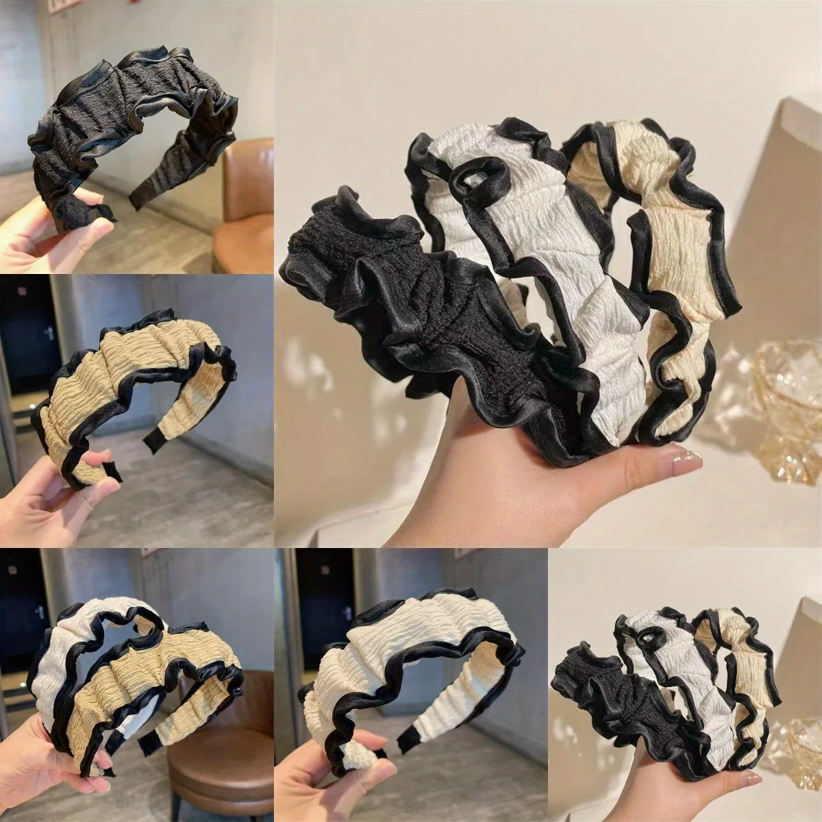 

Gathered Hair Hoop French Style Headband Scrunchie Inspired Design Textured Elegant for Women Girls Daily Wear Hair Accessories