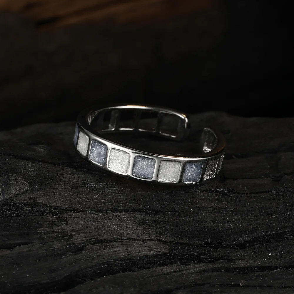 Women's 925 Sterling Silver Blue Square Adjustable Ring