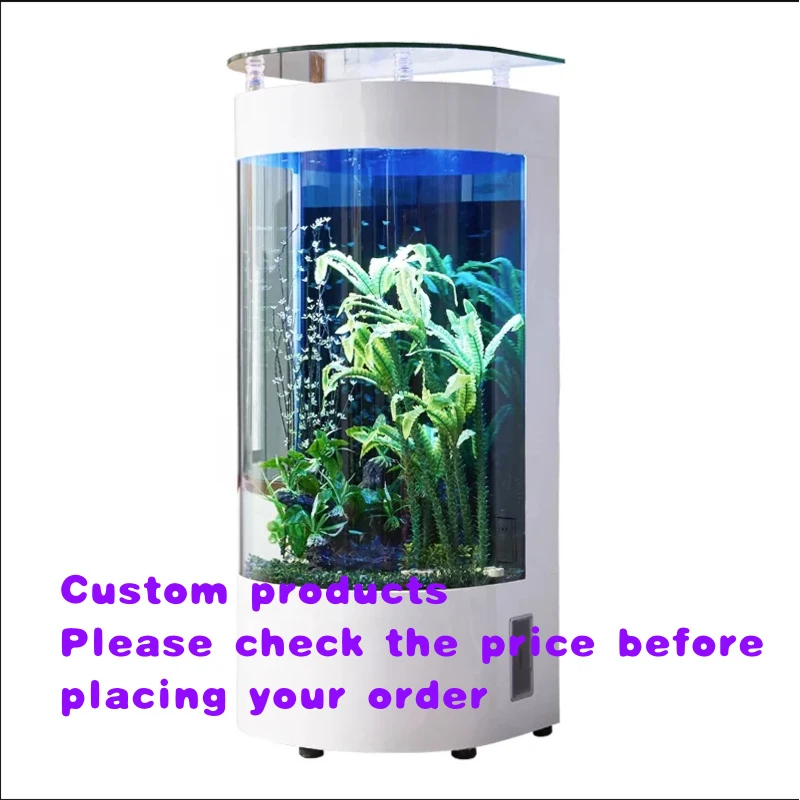 custom.Hot Living Room Wall Leaning Half Round Aquarium Fish Home Decoration