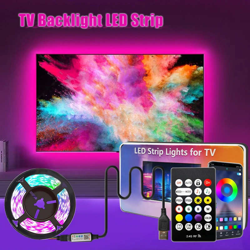RGB Led Strip Lights 4m 5m Led TV Backlight with APP Control Flexible Ribbon Luces Led Tape for Room Bedroom Decor Ambient light