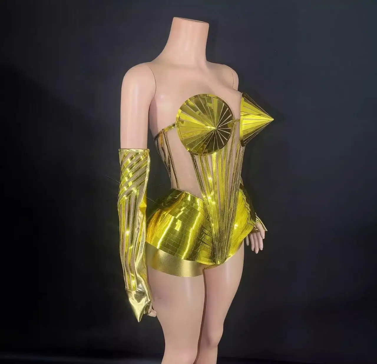 

Sexy Singer Dancer Performance Dance Sparkly Gold Sequins 3 Pieces Set for Women Costume Show Stage Wear Nightclub Outfit