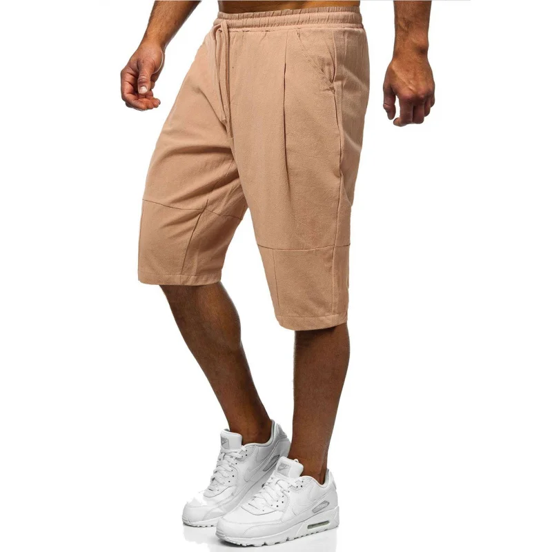 Loose Cotton Linen Men's Casual Pants Spring 2026 Five-Point Shorts Loose Fit Comfortable Men's Fashion Straight Leg Trousers