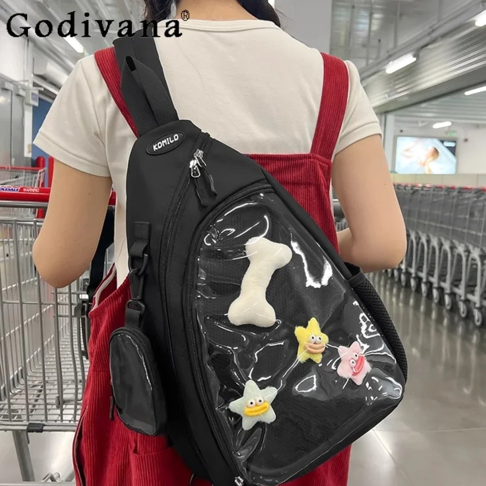 Cute Girl Shoulder Crossbody Bag Transparent Fashionable Itabags Bolso Students Casual Breast Bags