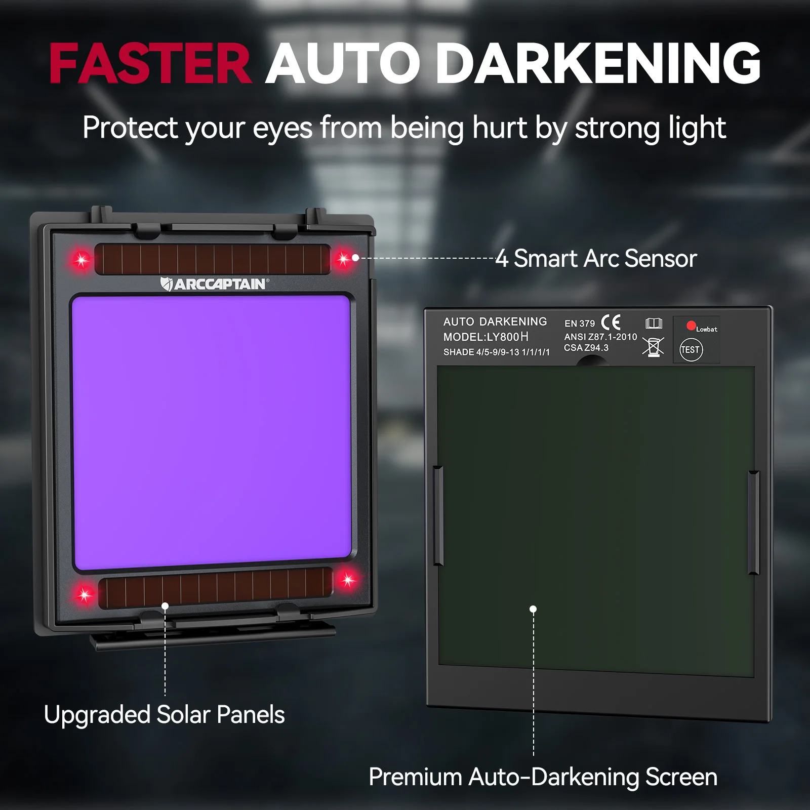 ARCCAPTAIN خوذة لحام السيارات سواد تعمل بالطاقة الشمسية صحيح اللون لحام هود 1/1/1/1 قناع لحام لقطع MMA MIG TIG