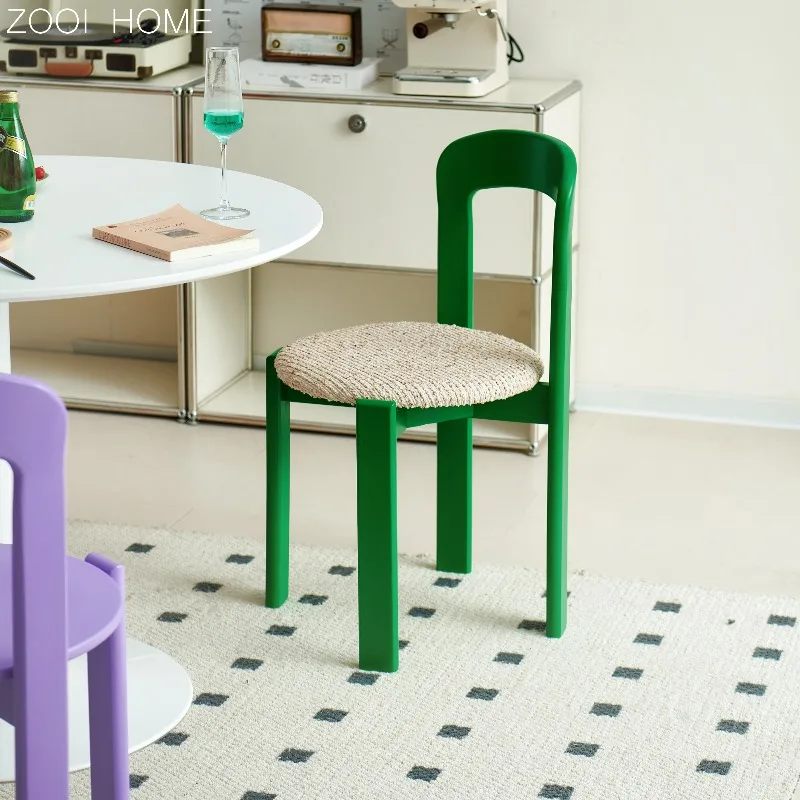 

Color mix and match household small apartment chair dopamine antique solid wood dining chair