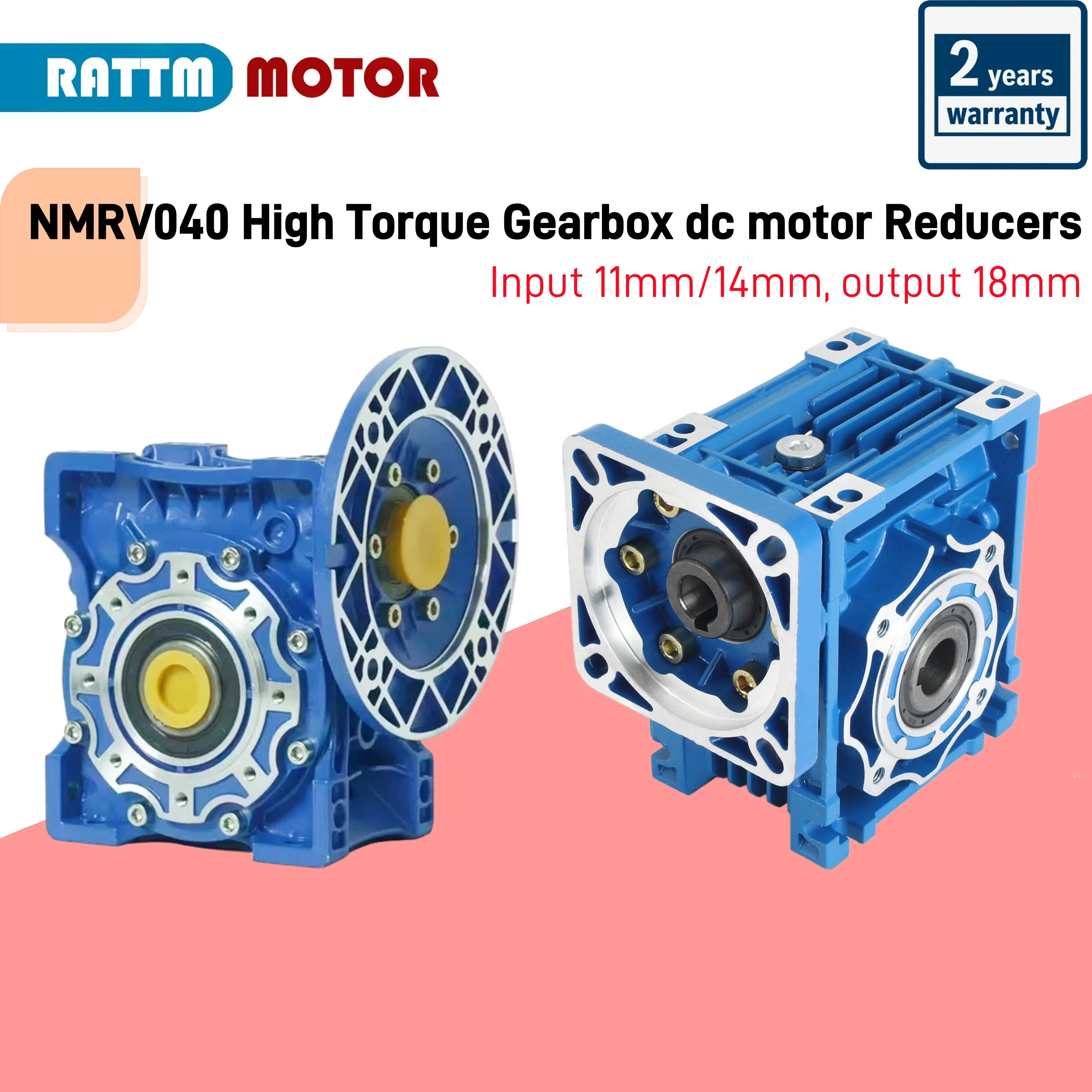 NMRV040 High Torque Gearbox dc motor Reducers Input 11/14mm Ratio 5:1 to 100:1 for 60/80/86/90/104mm Flange Stepper Servo Motor