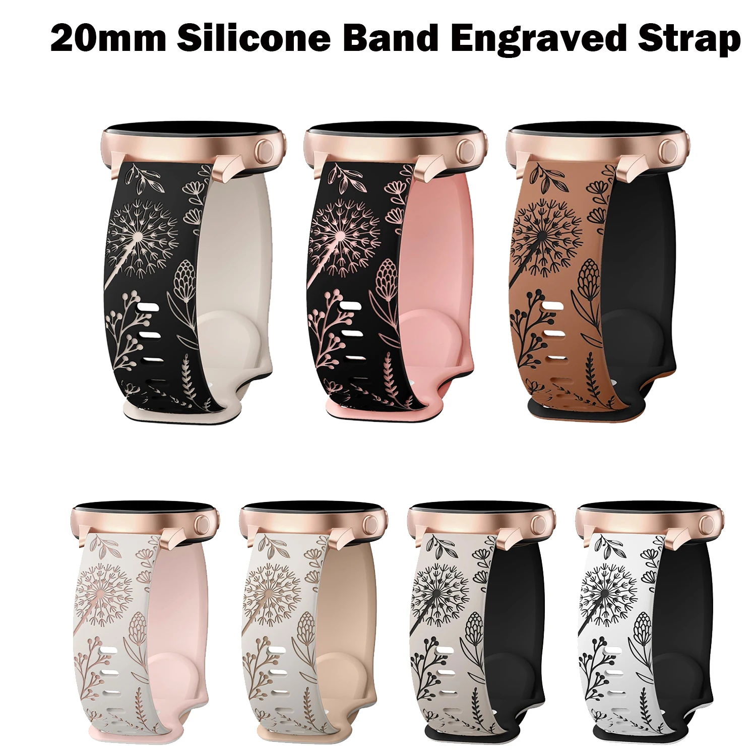 20mm Silicone Strap For Samsung Galaxy Watch 7 6 5 4 40mm 44mm 6 Classic 43 47mm Women Band Bracelet For Galaxy Watch 4 Classic