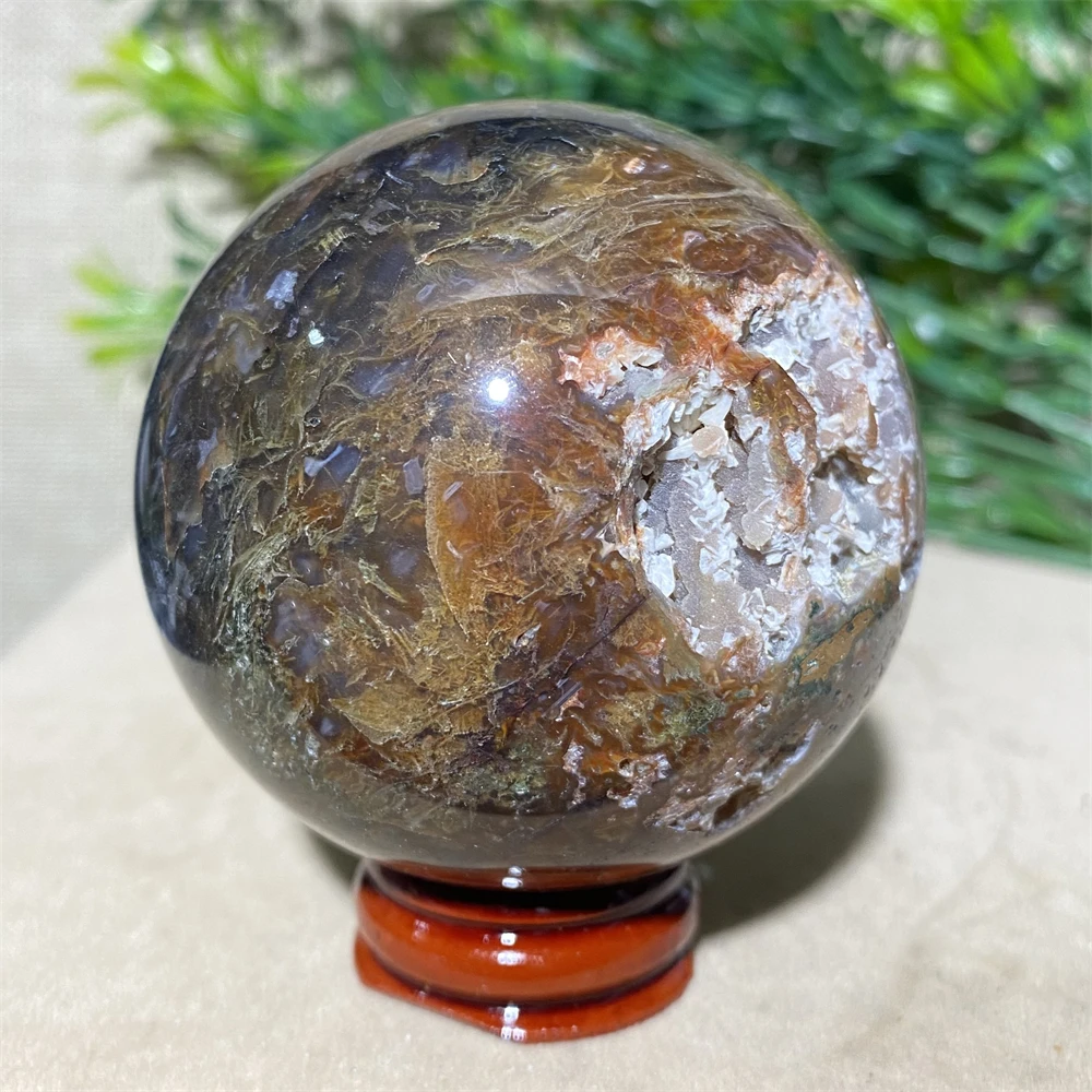 Natural Green Crystal Red Moss Agate Sphere Ball Home Decoration And  Witchcraft Supplies  Witch Spiritual Decor Wicca+Stand