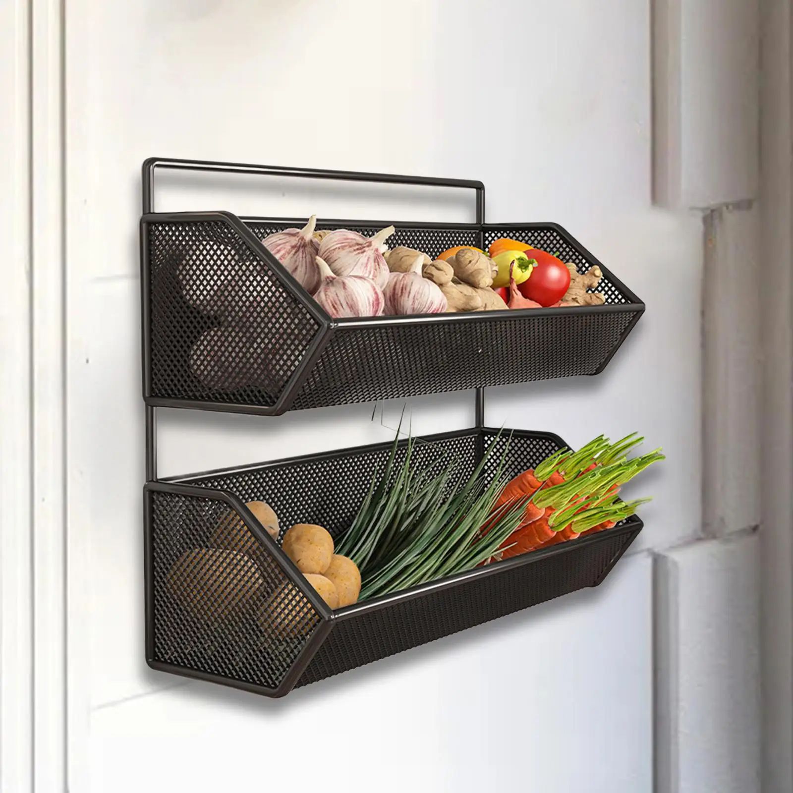 Garage Wall Storage Metal Wire Hanging Basket Durable Waterproof Wall Mounted Organizer for Tools Pantry Laundry