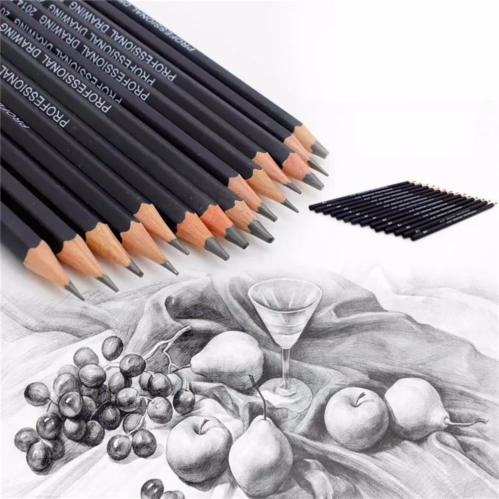 

Wood Stationery Supplies 4B 5B 6B 10B 12B 1B Students HB 2B 6H 4H 2H 3B Drawing Pencil Set Professional Sketch Painting Pencils