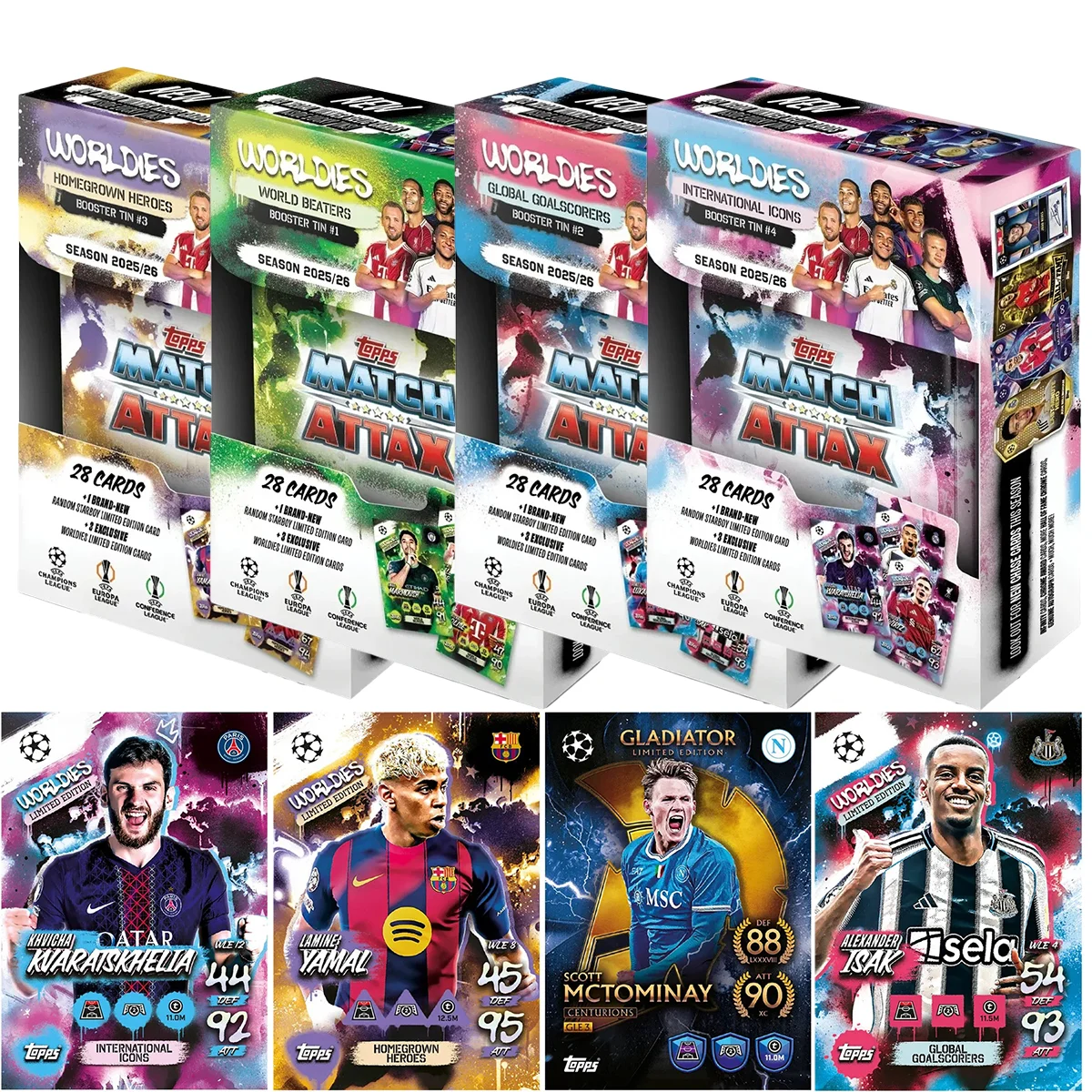 Коллекционные карточки Topps UCC Match Attax 2025/26: Футбольные звезды, мини-коробка, серия Homegrown Heroes, подарки для фанатов