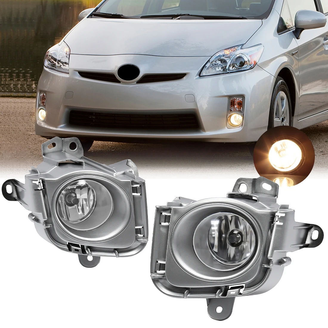 

Car Fog Light Front Bumper Lamp For Toyota Prius 2010 2011 2012 Halogen Bulb Daytime Running Lights Headlights With Wires