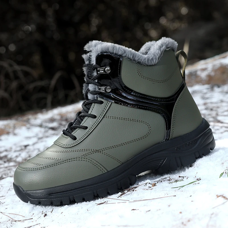 New Men Women Snow Boots Winter Shoes Sneakers CasualResistant Outdoor  Warm Wear Hiking Thickened Non Slip High Quality Leather