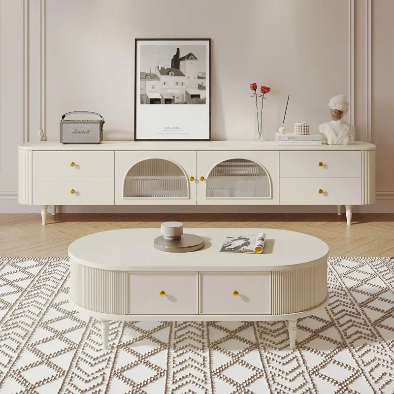 منظم حديث حامل تلفاز مصمم إسكندنافي فاخر كريمي طاولة تلفاز خزائن غرفة المعيشة Suporte Para Tv أثاث قاعة المدخل #1