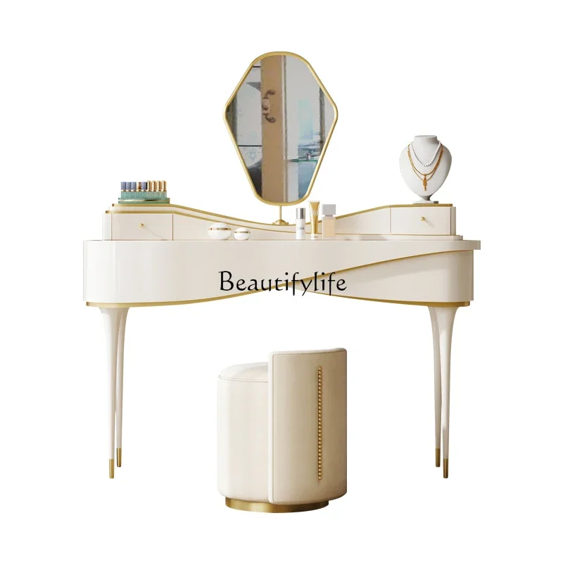 

Cream style dresser bedroom ins style American light luxury style new creative solid wood makeup table