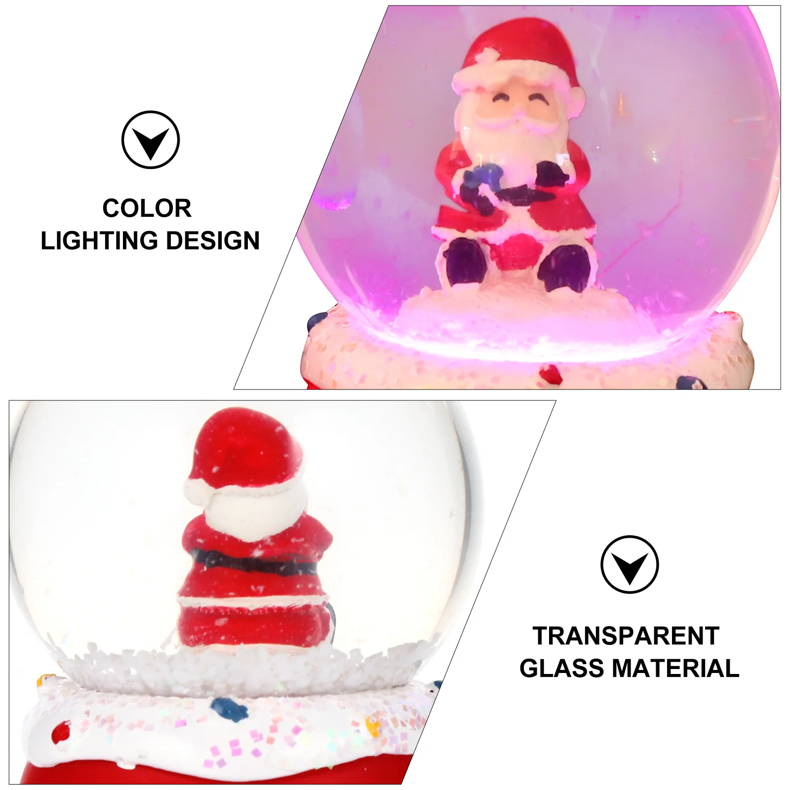 

2Pcs Christmas Crystal Ball Santa Design Clear Glass Snow Globe Christmas Gift Desktop Ornament Festive Decoration