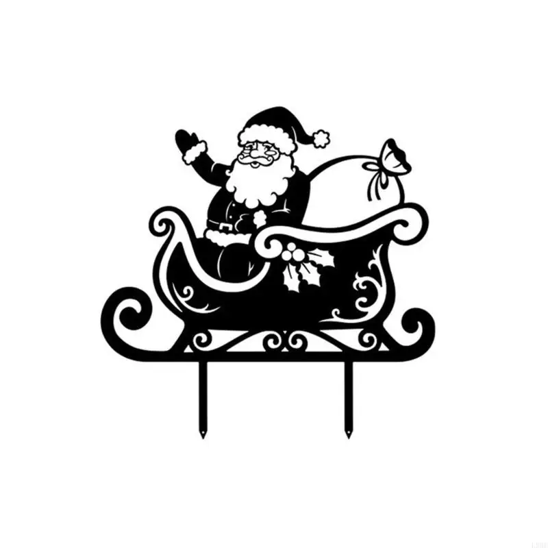 L9BE Outdoor Holiday Stake Piece Black Outline for Front Lawn and Entry Use