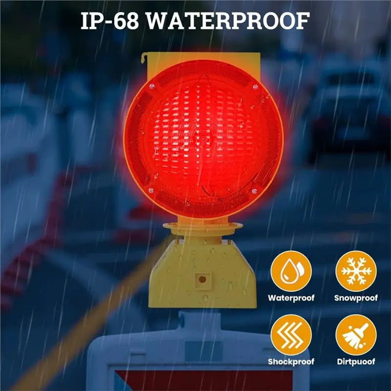 Solar Powered LED Light Featuring Dual-Sided Visibility And Integrated Photocell Functionality Technology Red