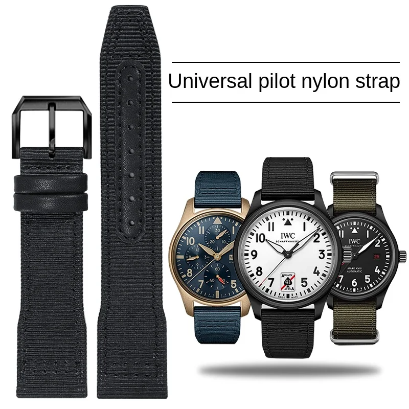 

Nylon Watch Strap Substitute IWC Pilot/Spades A/TOP GUN Series Flat Straight Interface Canvas Watch Strap 20/21/22mm