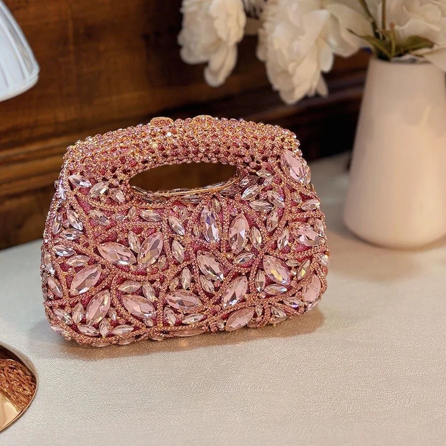 Luxury Full Diamond Hollow Handbag Multi-Color Rhinestone Shining Design Exquisite and Smart Dinner Bag