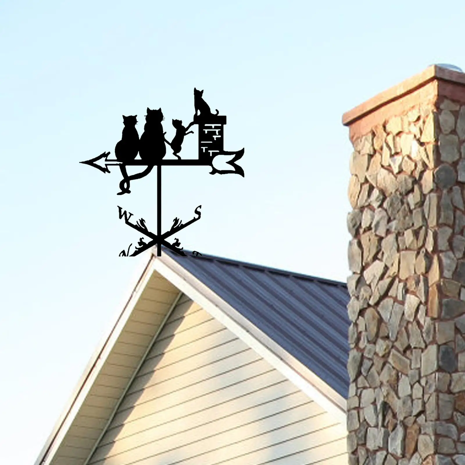 Cat Metal Weathervane Weather Vane Retro Roof Mount Animal Wind Vane Iron Art Ornament for Farm Porch Deck Farmhouse Outside