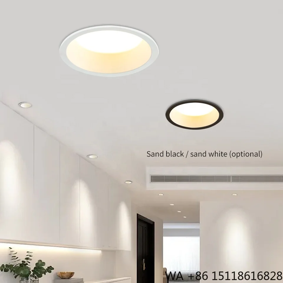 PNY High Quality Round Aluminum White Housing Deep Anti Glare Design Fixed Recessed LED Narrow Down Light for Apartment Lighting