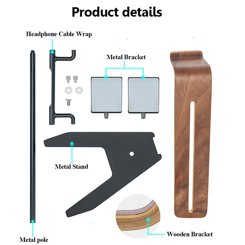 حامل سماعات خشب عالمي ، سبائك الألومنيوم ، شماعات سماعات الرأس ، حامل مقبض الألعاب ، رف عرض قوس لـ PS5 ، PS4 ، XBOX ، 2 في 1