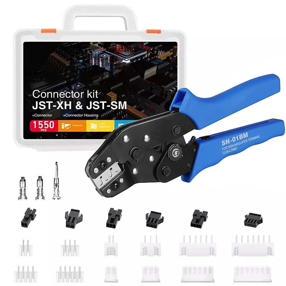 

WOZOBUY JST Ratcheting Crimper Plier or Crimping Tool JST Connectors Kit,for 28-20AWG,2.54mm JST XH Connectors,JST SM Connectors