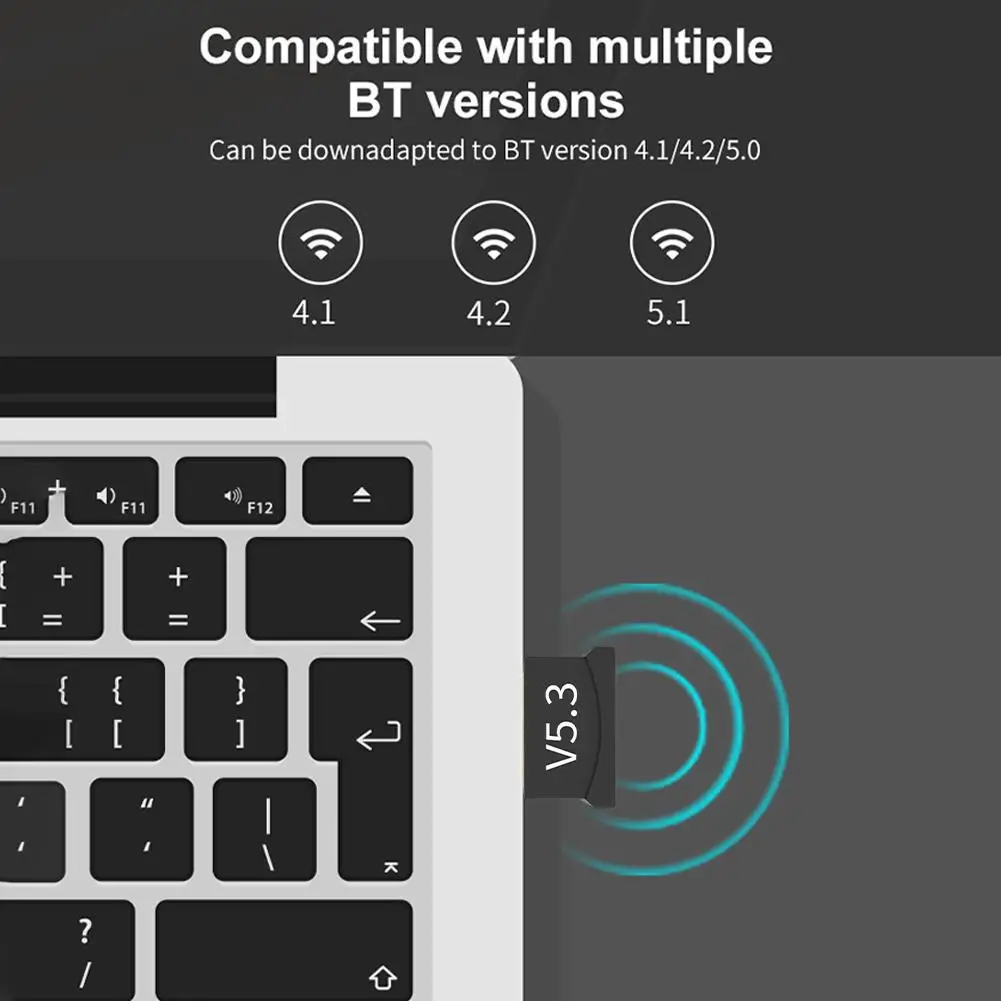 USB Bluetooth-совместимый адаптер 5.3, поддержка Windows 11/10/8.1, BT аудиопередатчик, музыкальный приемник, адаптер для настольного ПК, ноутбука