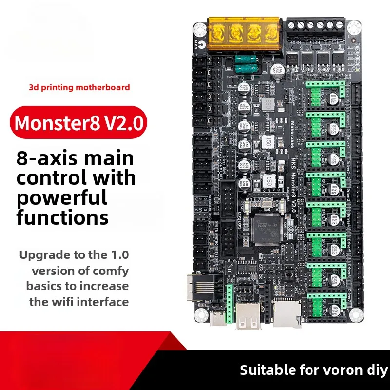 

Twotrees 3D printer main board MKS Monster8 V2.0 Monster Control Board 8 Axis Integrated DIY Accessories Voron4/1.8/1.9