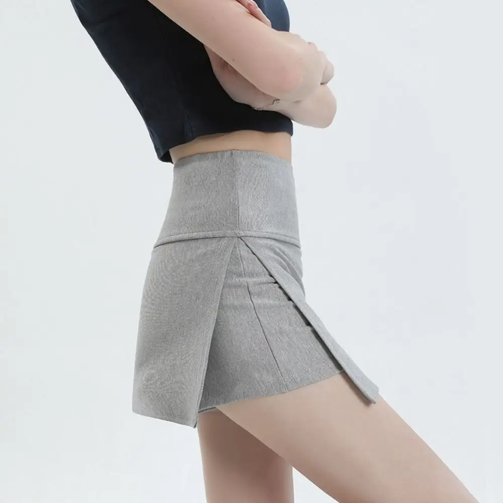 

Side Slit Women's A-line Culottes Asymmetric Y2K Mini Shorts Skirt Sports Style Spicy Girl Style Skirt with Safety Shorts Club