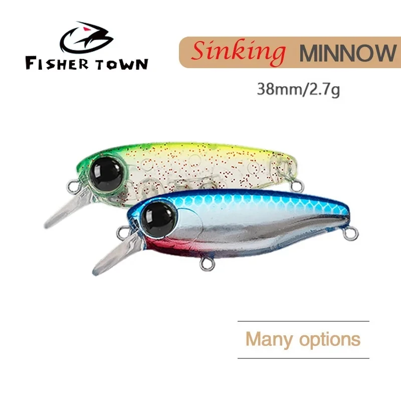 Fisher town Minnow Bait 3.5cm 2.7g Popper bait Vissen Lokken Zinken Mini Forel Aas Kleine Crankbait 1PCS