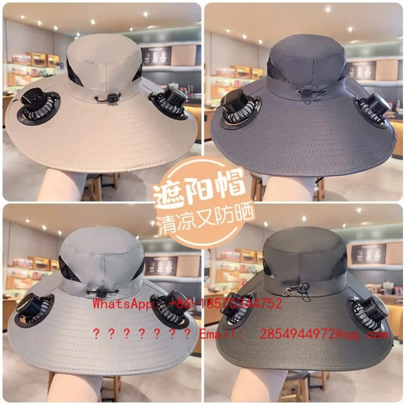 

2026 Summer Adult Big Brim Outing Solar + USB Charging Fan Hat