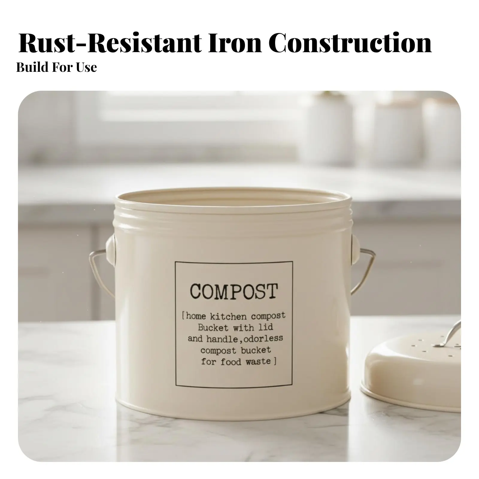 

Vintage Metal Compost Bin Activated Activated Carbon Insert Kitchen Food Waste Pail Kitchen Compost Pail Rust-Resistant