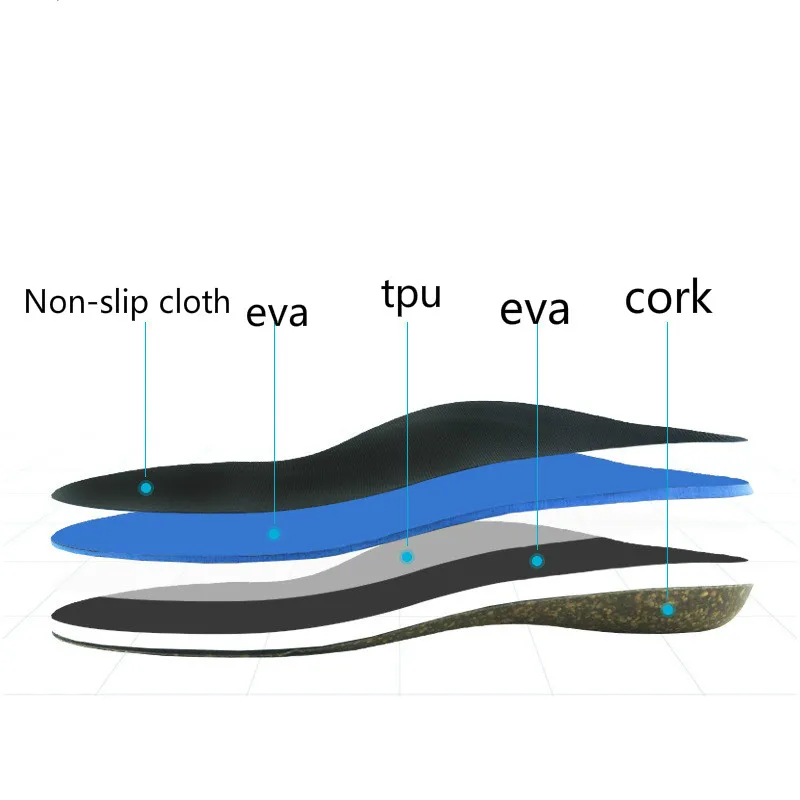 Adult Cork Orthopedic Insole Flat Foot  X/o Leg Correction Damping Orthopedic Insole Arch Support Pad For Shoe Men Women Insoles