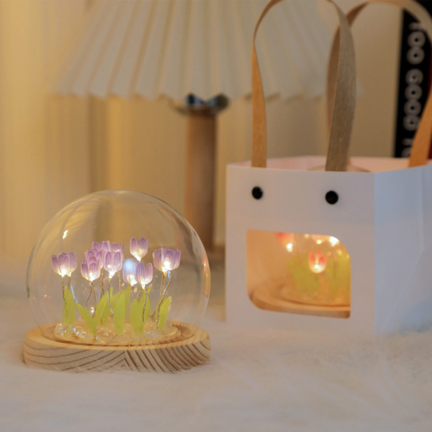 Veilleuse LED tulipe faite à la main, superbe lumière ambiante créative, élégante, unique et charmante, belle décoration d'intérieur, nouveau